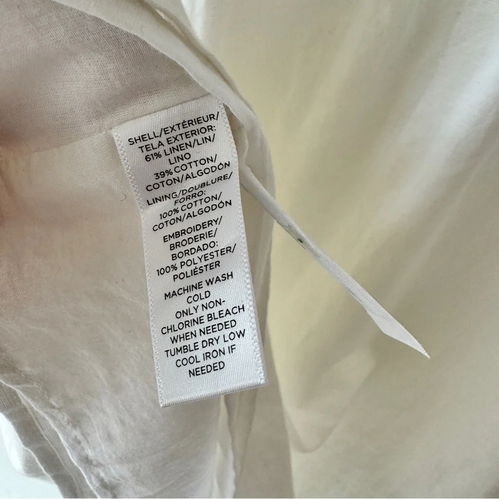 Loft - Linen Blend Embroidered Summer Dress in White & Blue - Picture 7 of 9